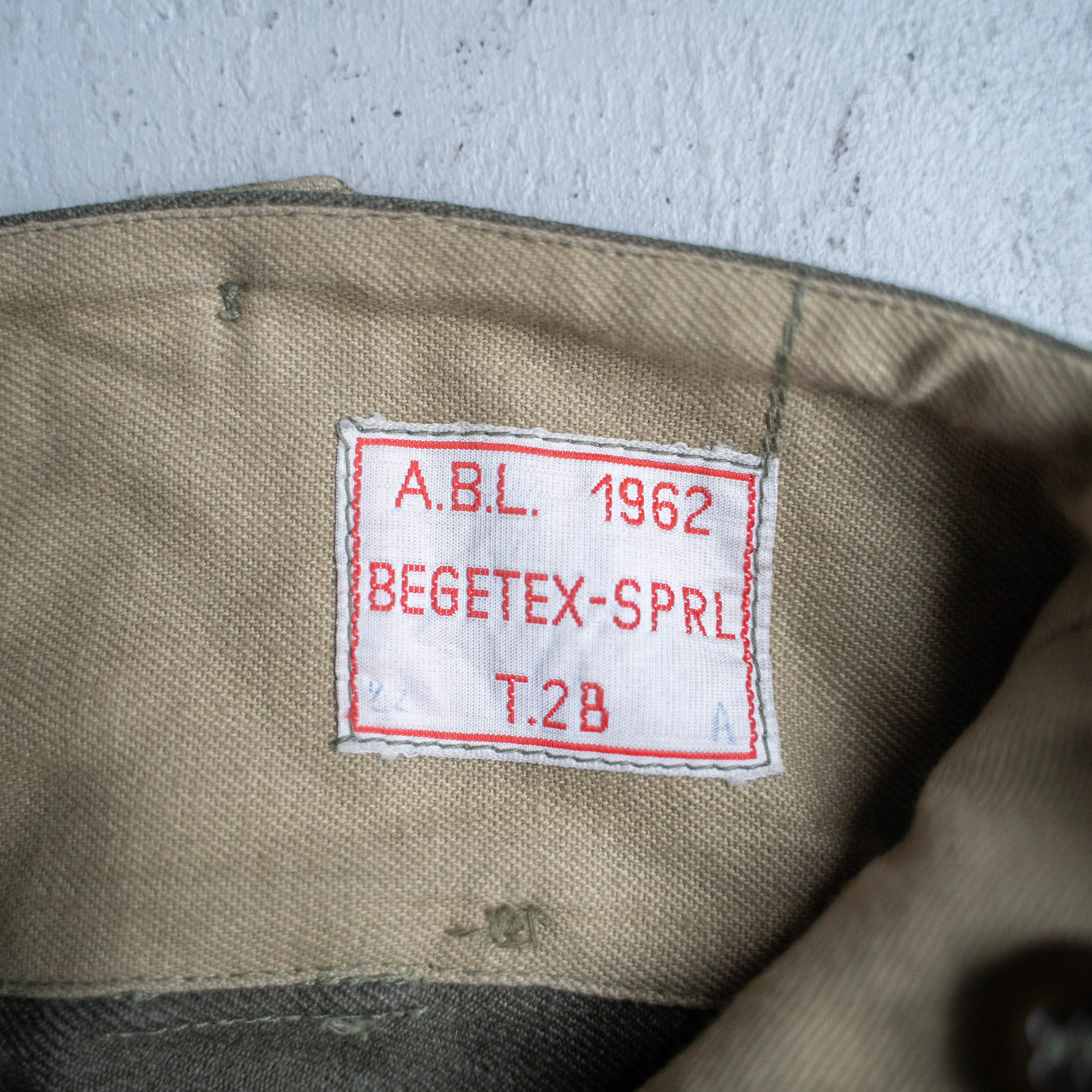 1960s belgium military wool pants 'with belt adjuster' 'dead stock'