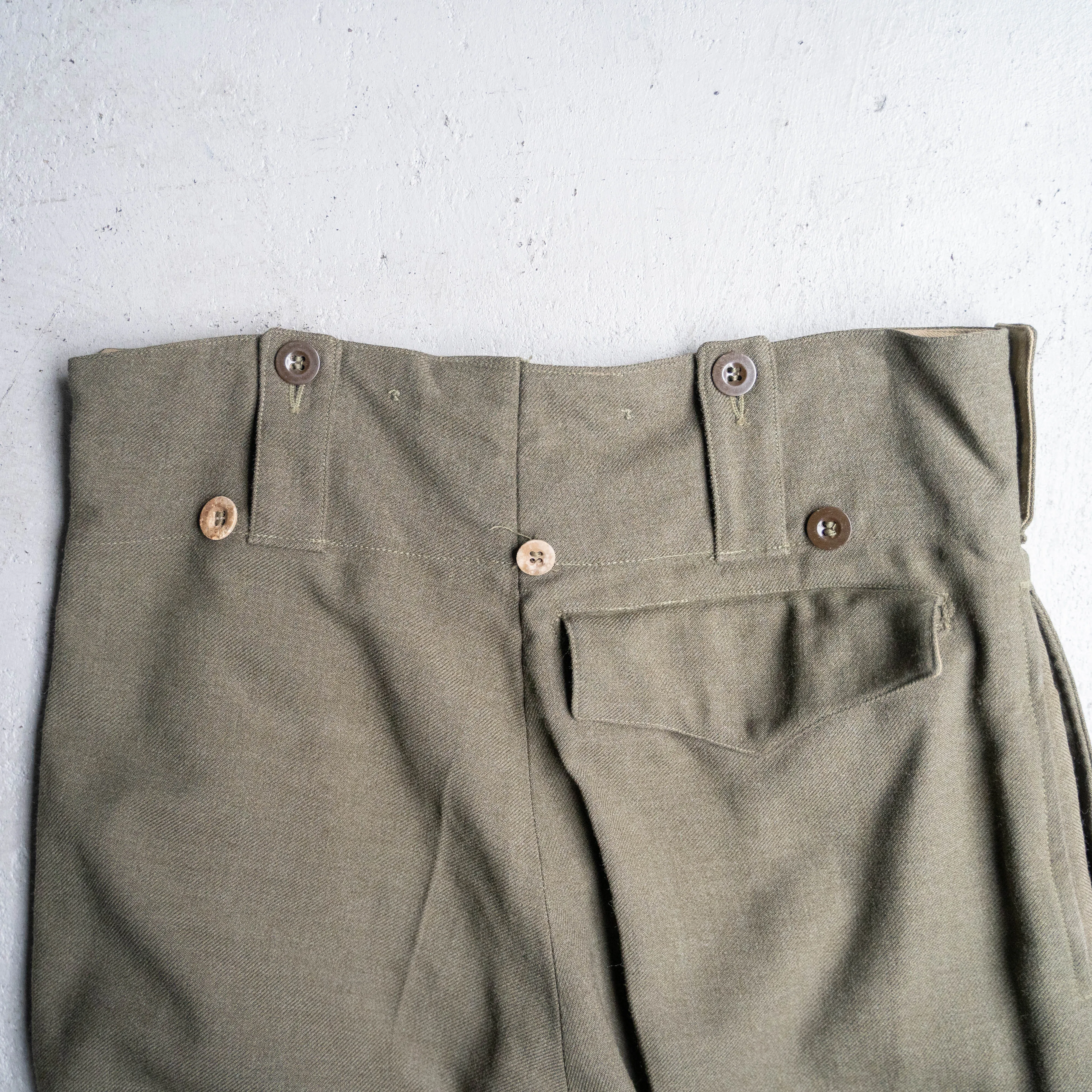 1960s belgium military wool pants 'with belt adjuster' 'dead stock'