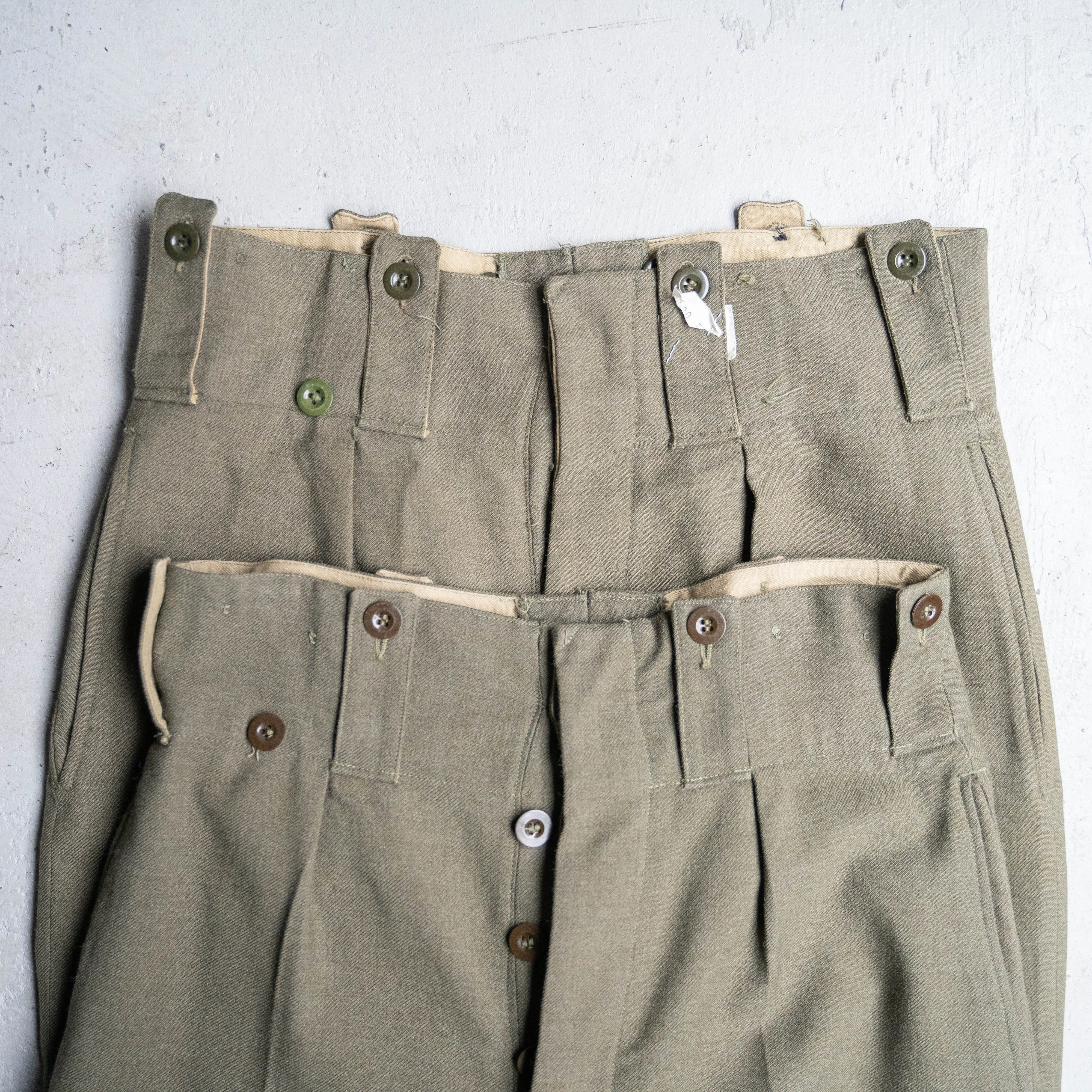 1960s belgium military wool pants 'with belt adjuster' 'dead stock'