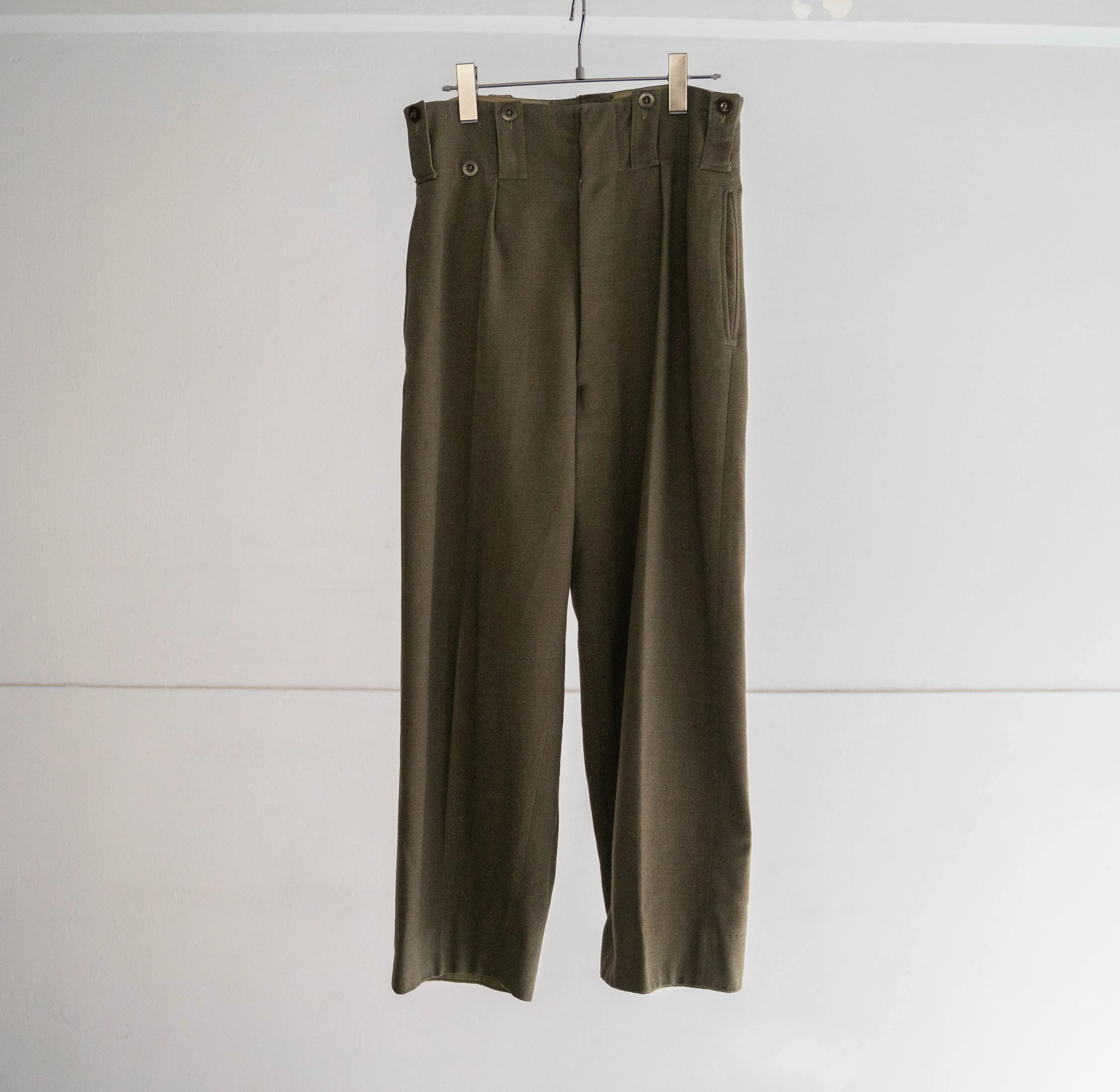 1960s belgium military wool pants 'with belt adjuster' 'dead stock'