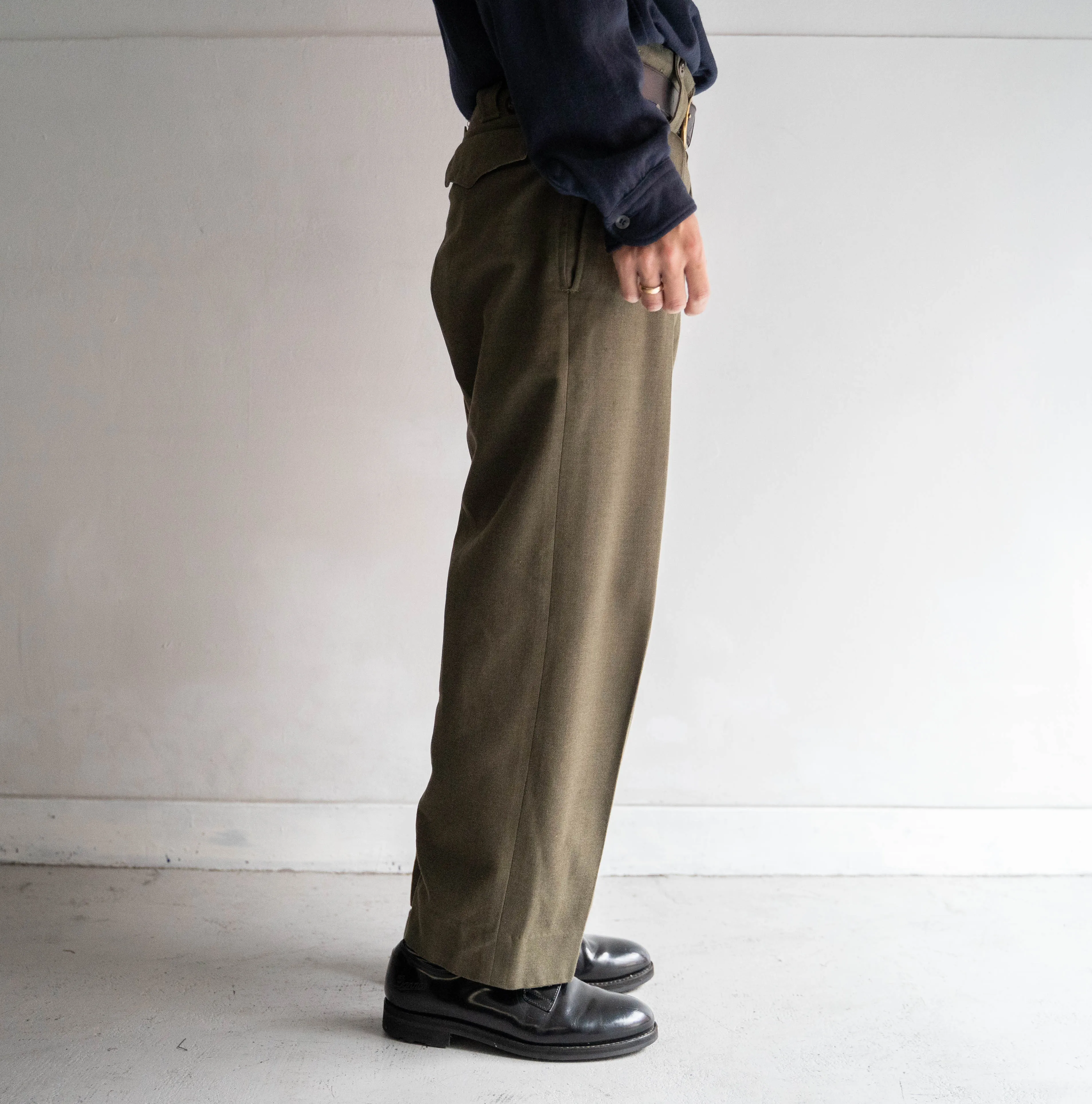 1960s belgium military wool pants 'with belt adjuster' 'dead stock'