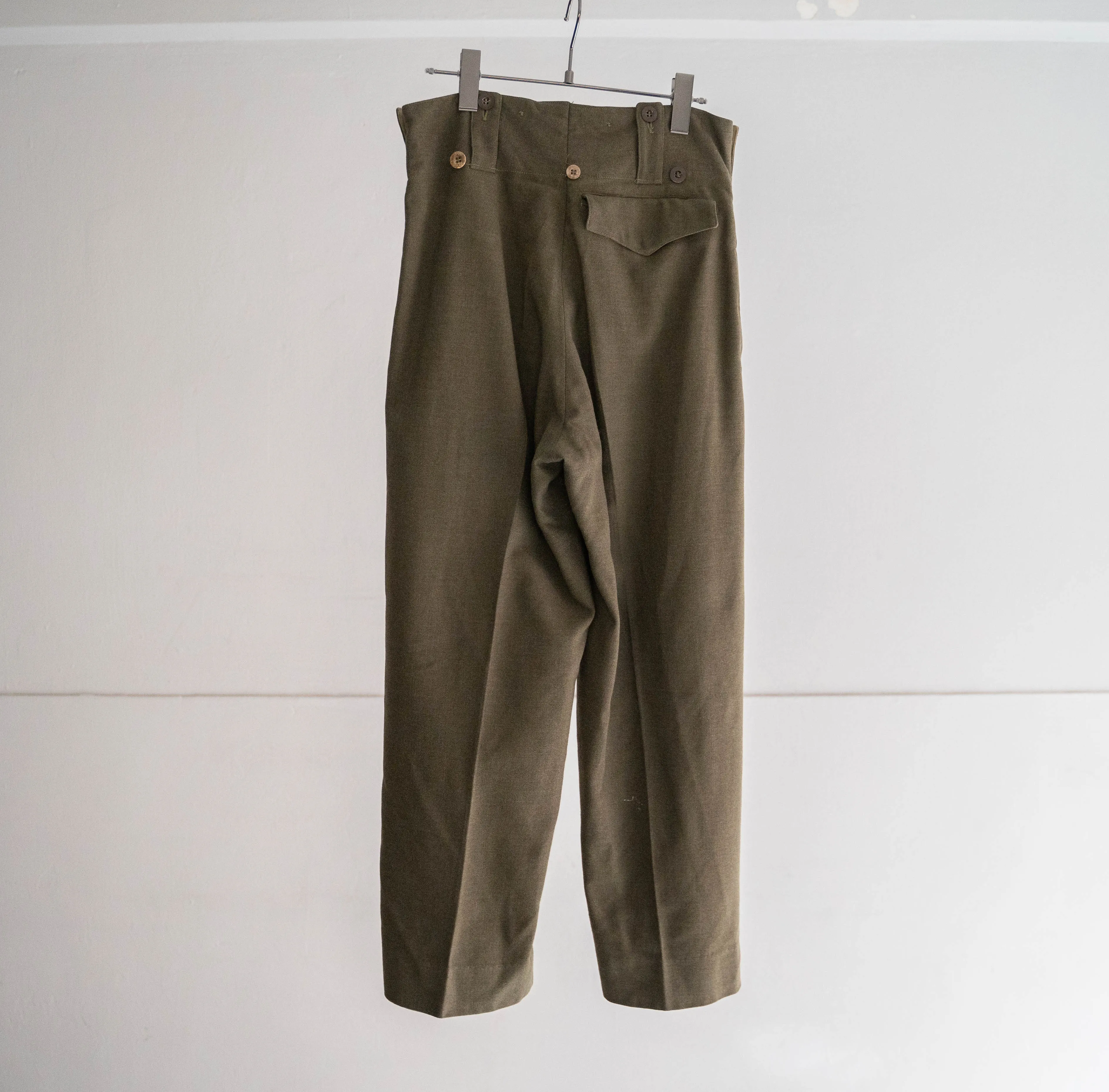 1960s belgium military wool pants 'with belt adjuster' 'dead stock'