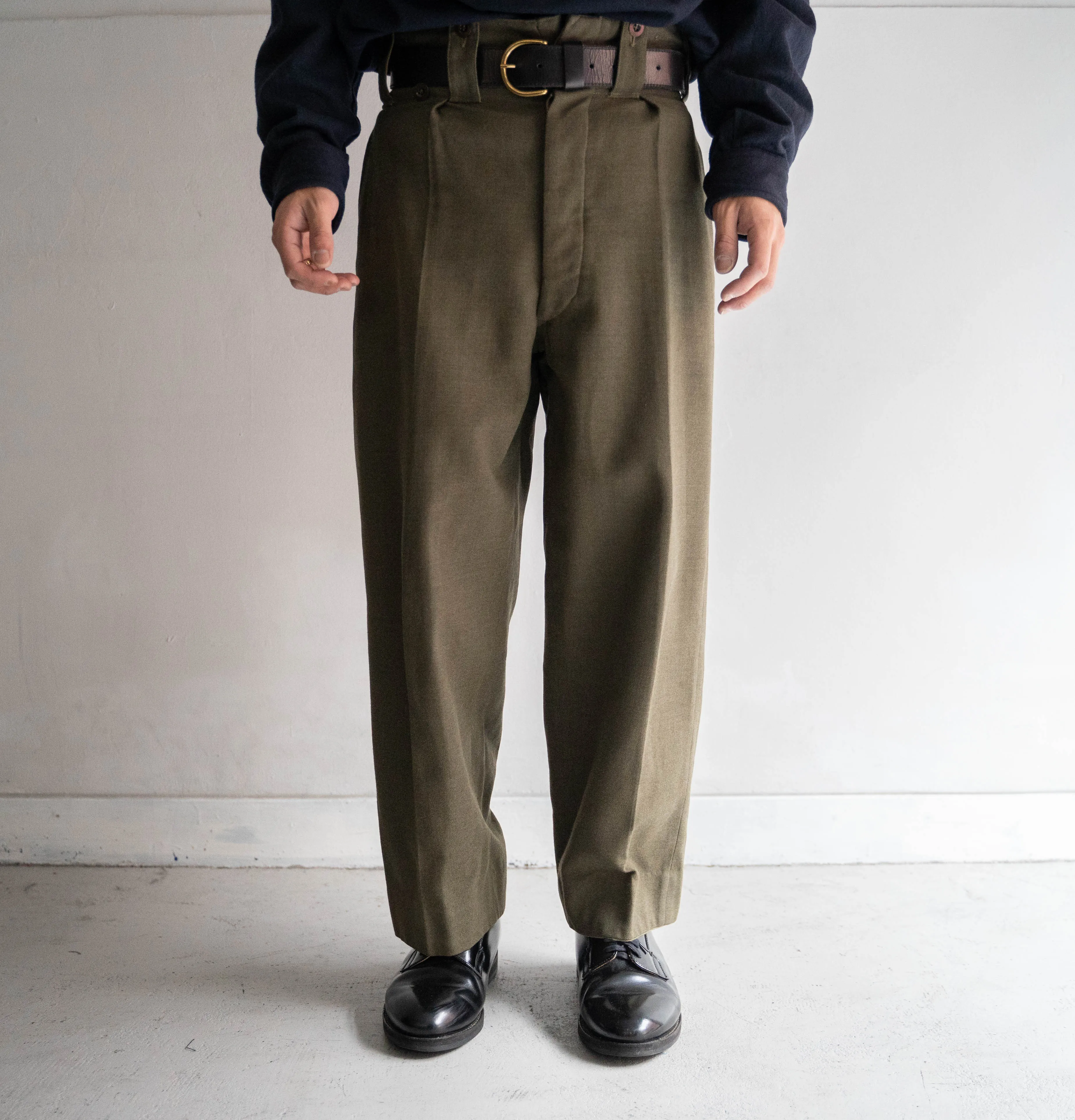 1960s belgium military wool pants 'with belt adjuster' 'dead stock'