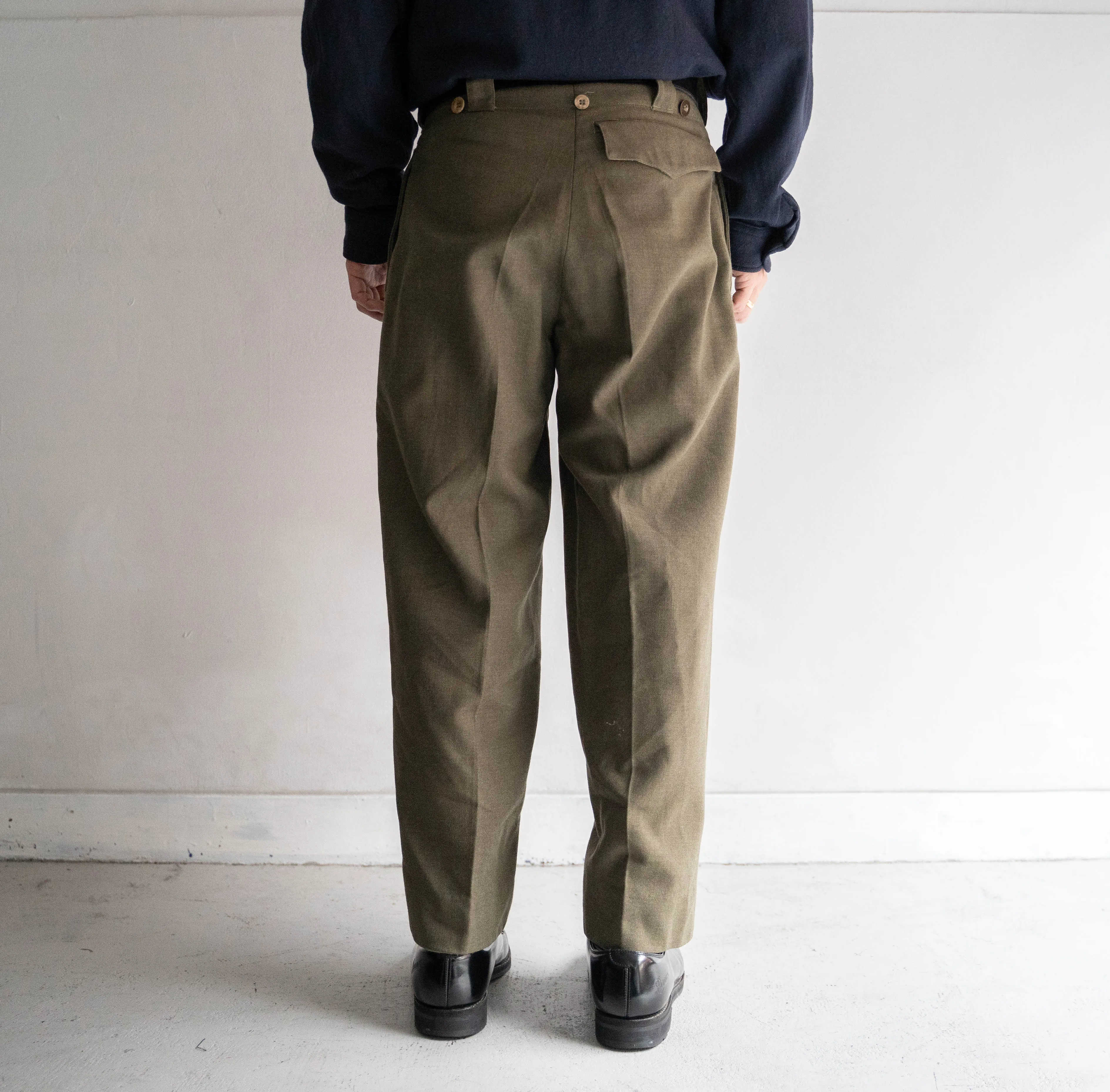 1960s belgium military wool pants 'with belt adjuster' 'dead stock'