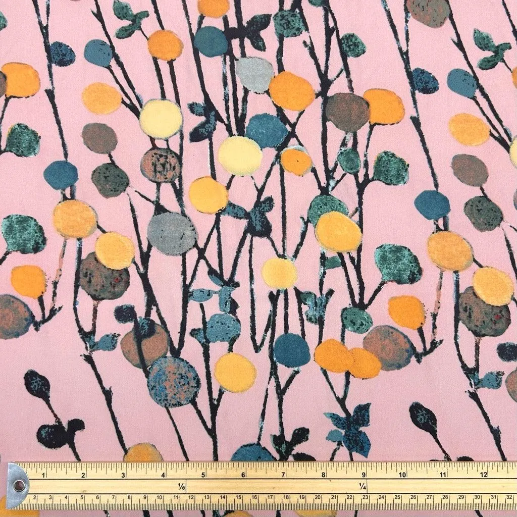 Abstract Round Flowers Crepe Fabric