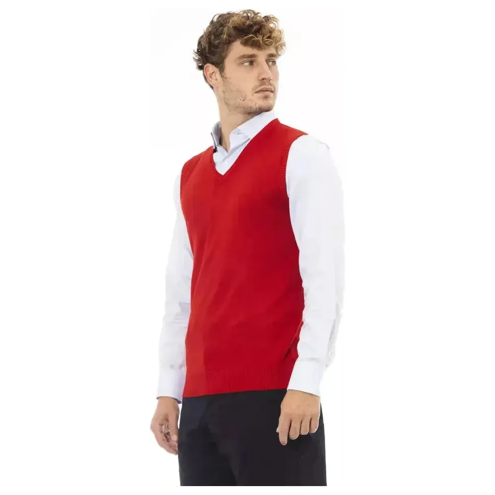 Alpha Studio Red Viscose Men Vest