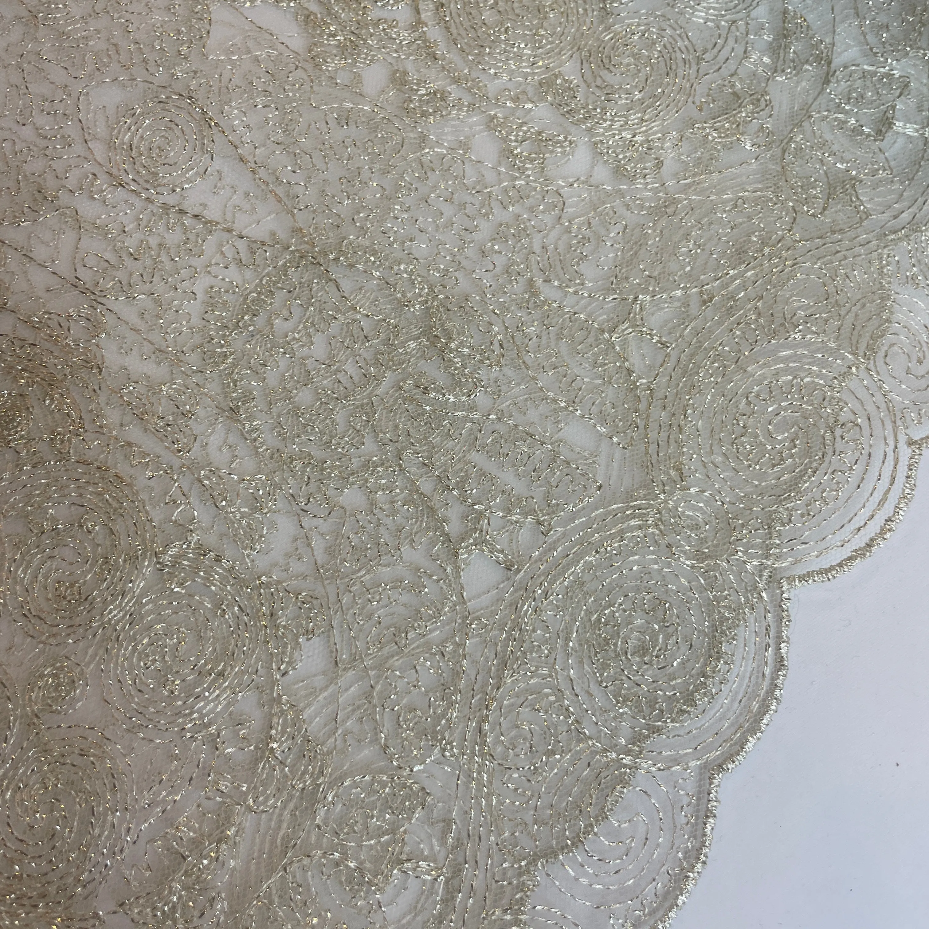 Amalfi palest gold embroidered mesh