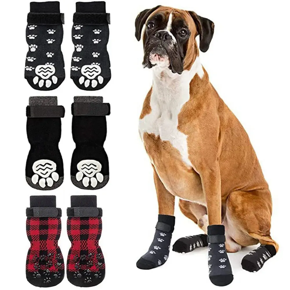 AnniePaw 4 Pcs Anti-Slip Dog Cat Socks - Paw Protectors