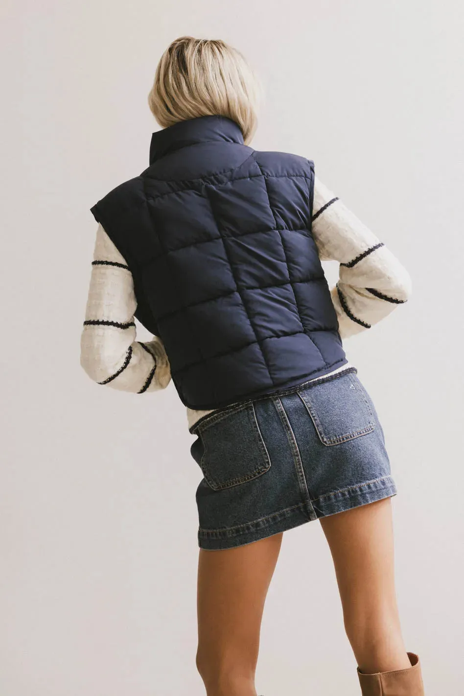 Bellese Quilted Puffer Vest in Navy - FINAL SALE