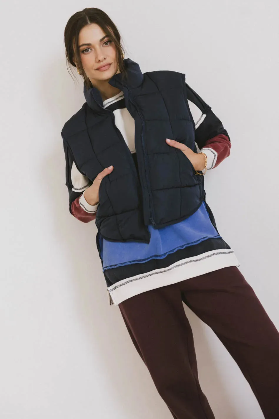 Bellese Quilted Puffer Vest in Navy - FINAL SALE