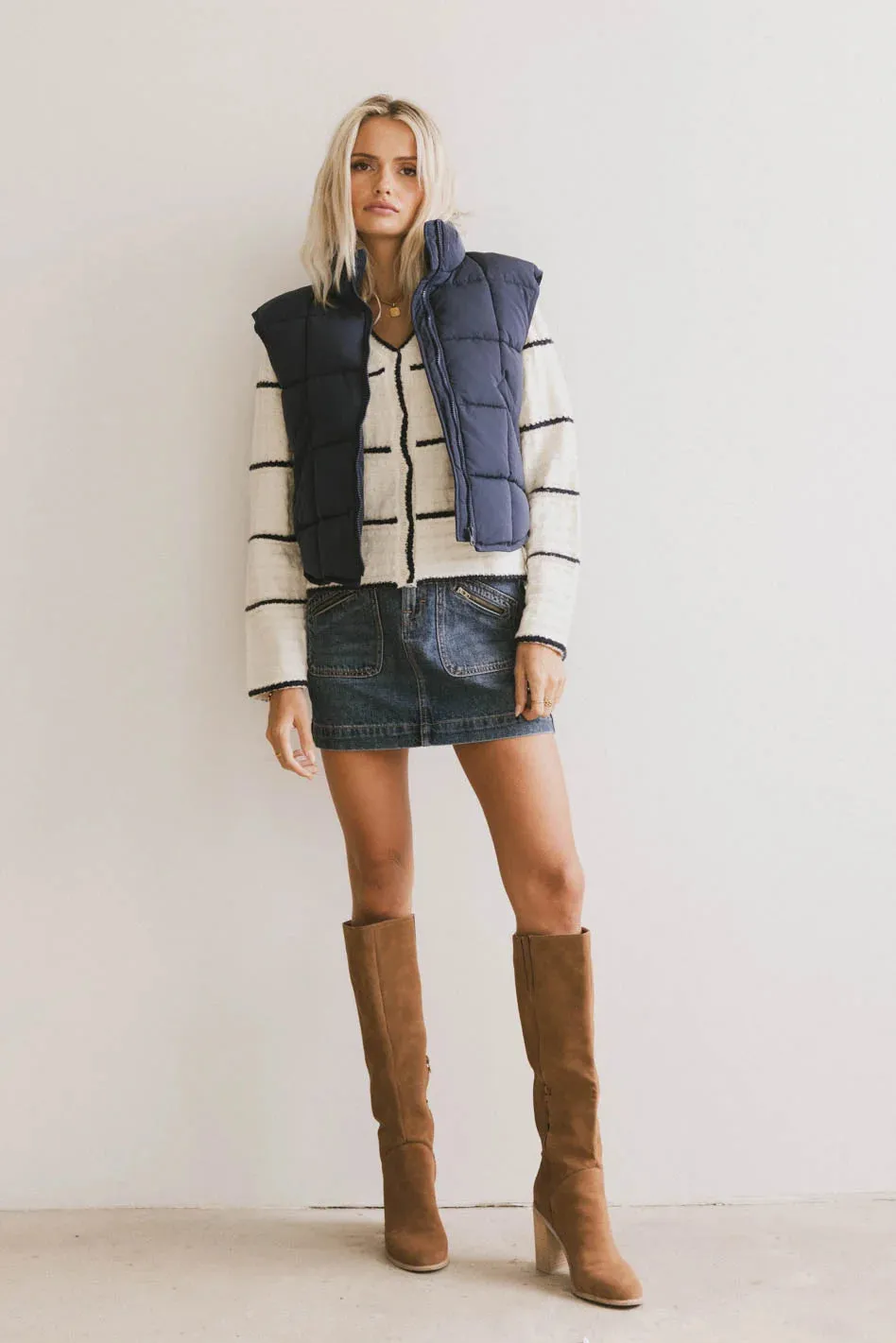 Bellese Quilted Puffer Vest in Navy - FINAL SALE