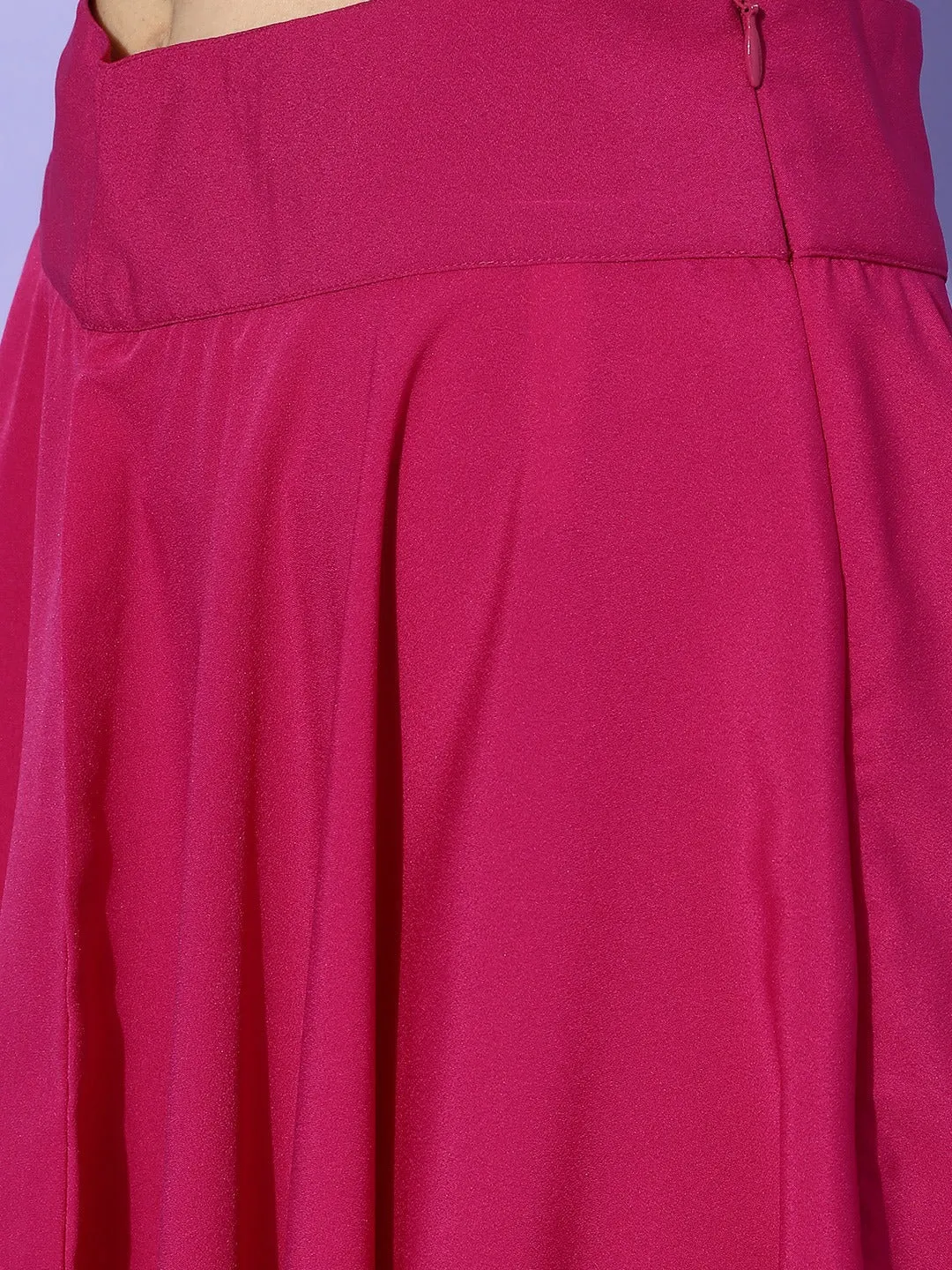 Berrylush Women Solid Pink Flared A-Line Midi Skirt