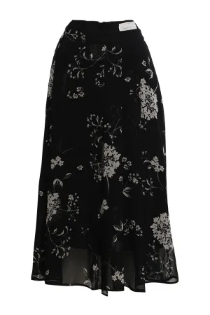 Black and White Floral Skirt