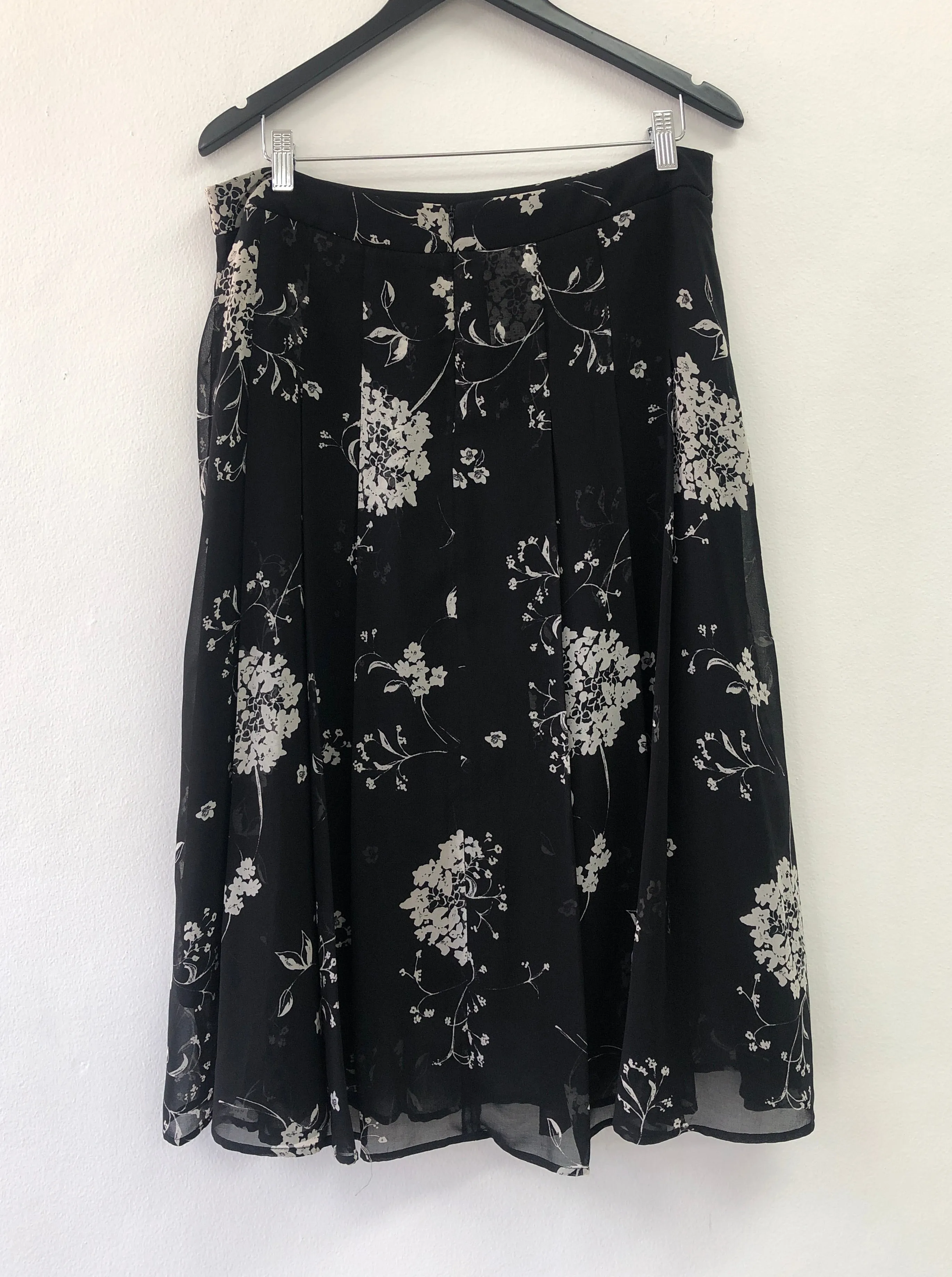 Black and White Floral Skirt