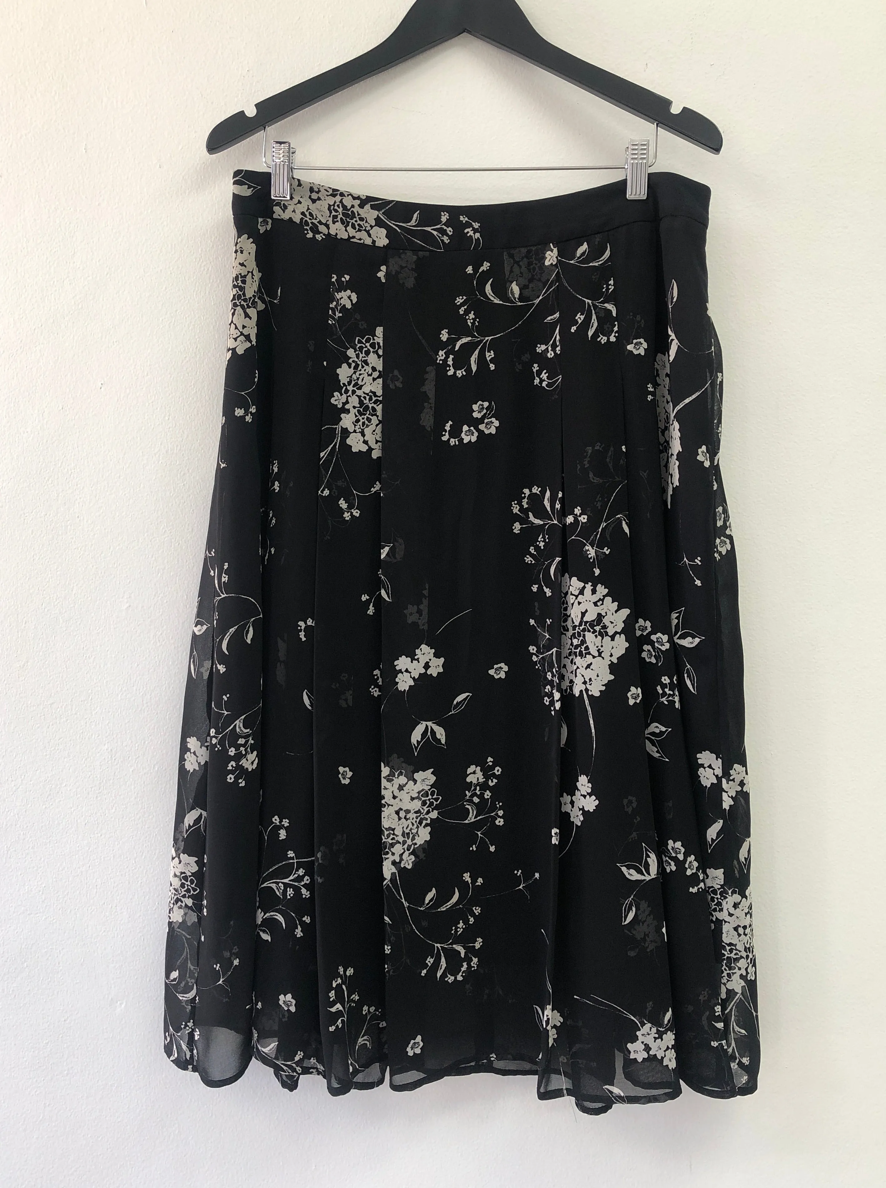 Black and White Floral Skirt