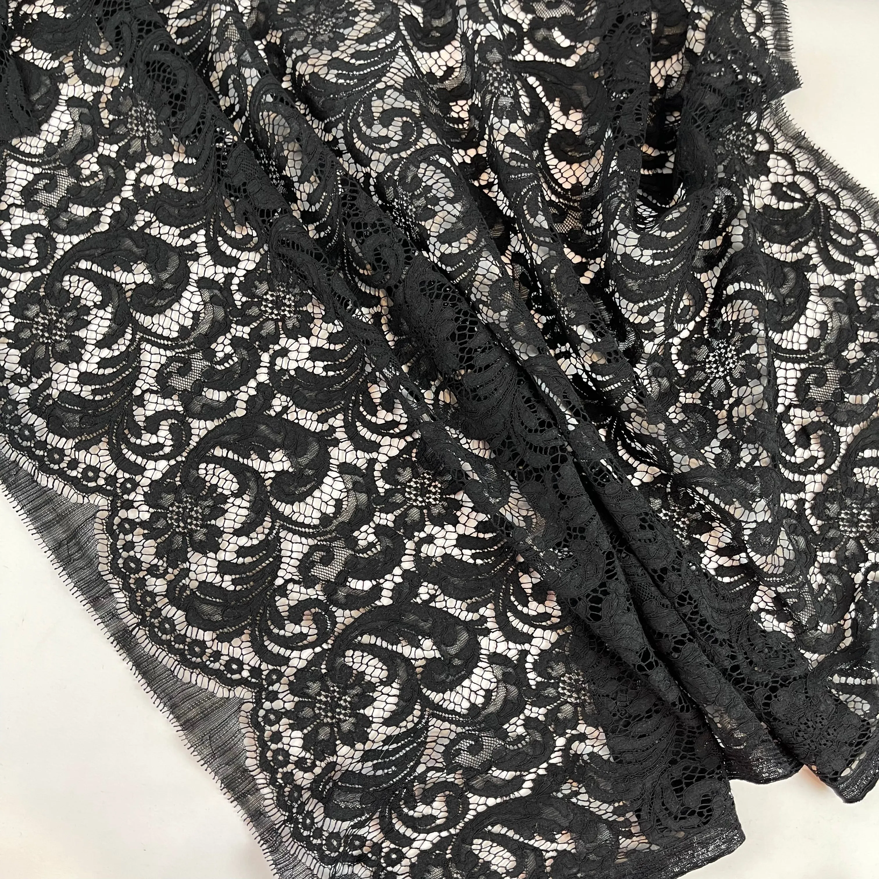 Black French Corded Lace