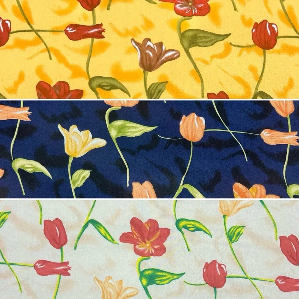 Blooming Roses Viscose Challis Fabric