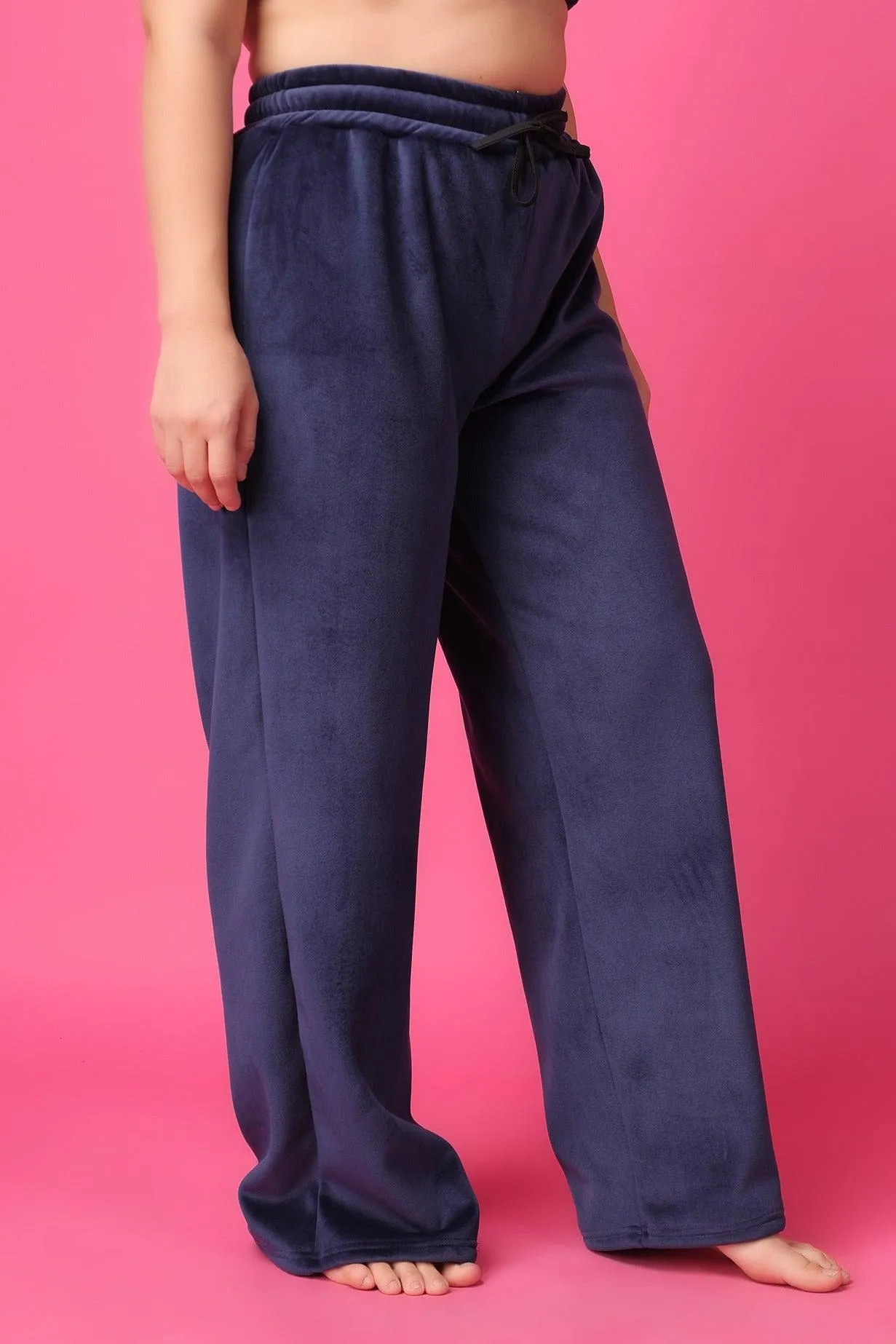 Blue Solid Slip On Pyjamas