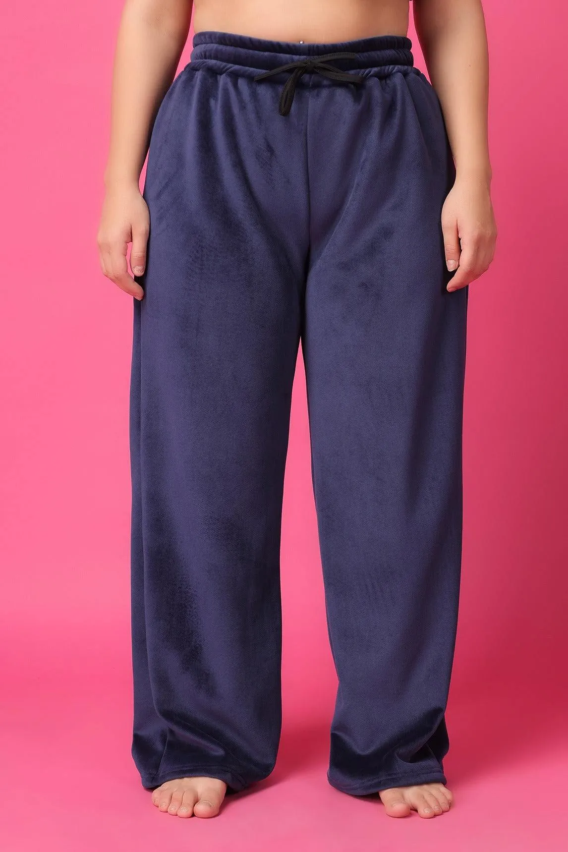 Blue Solid Slip On Pyjamas