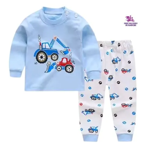 Blue Tractor Pajama Set 2 Pc