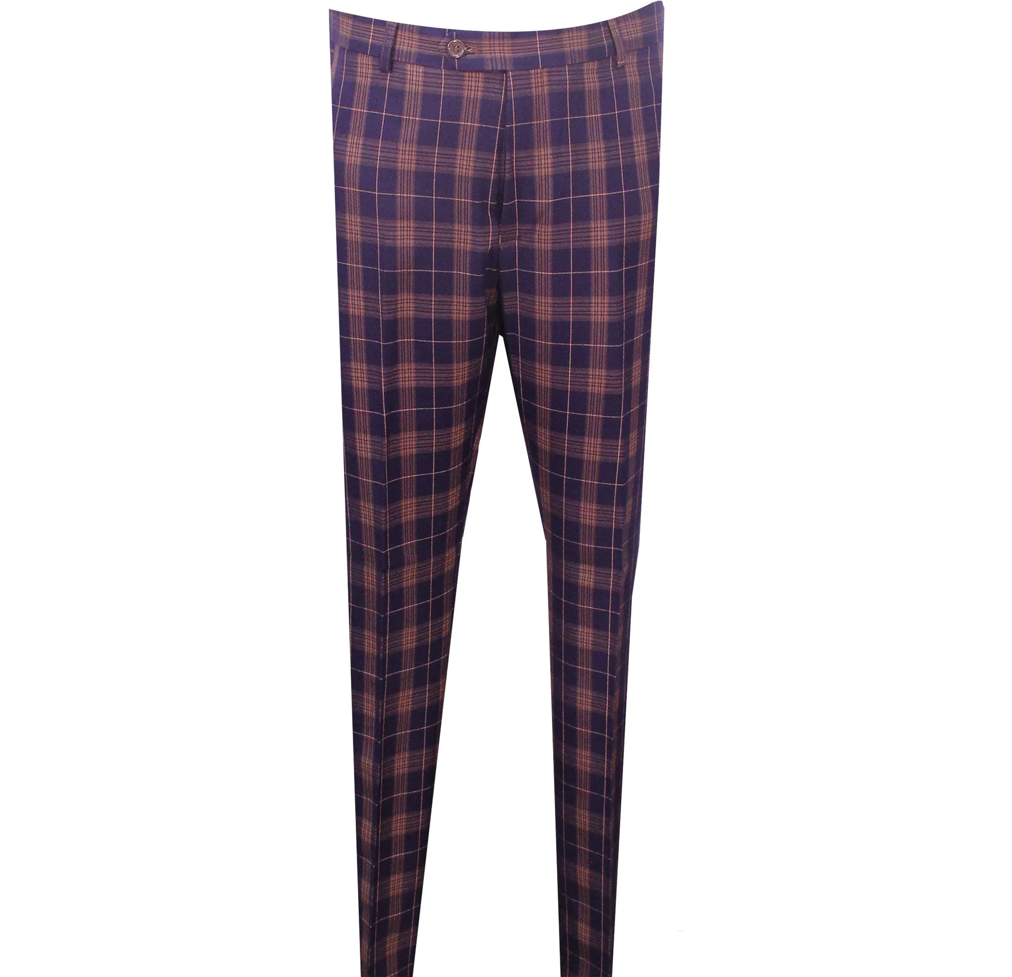 Brown/Navy Santena Plaid Pants