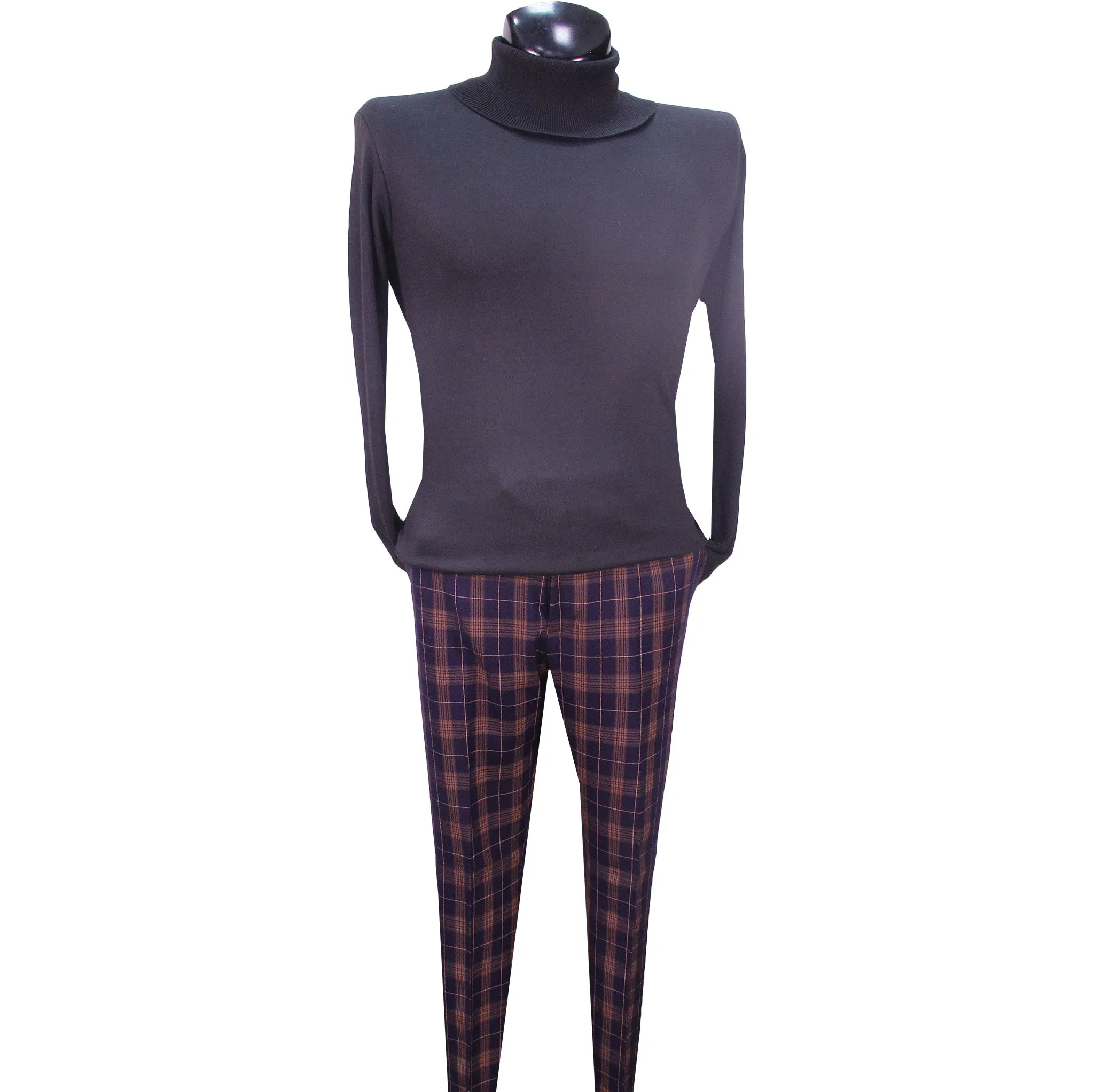 Brown/Navy Santena Plaid Pants