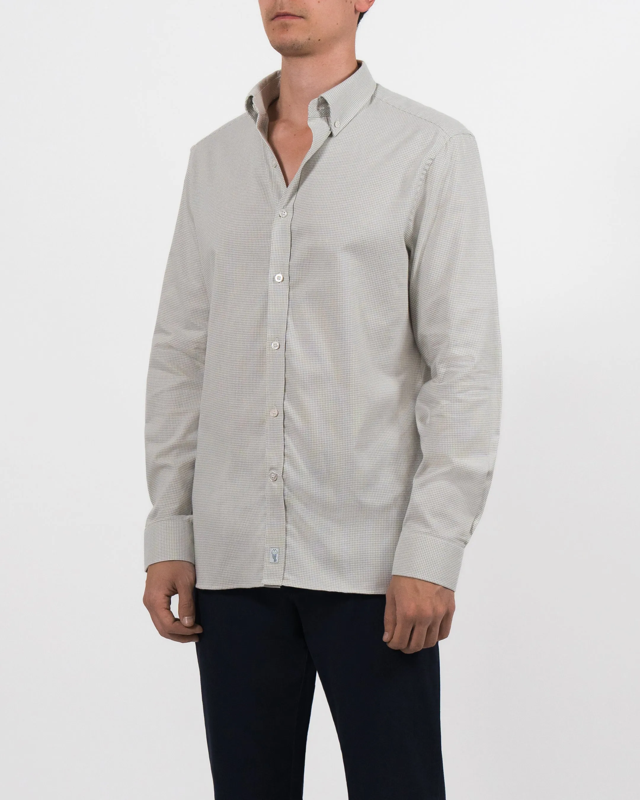 Brushed Cotton Cream Houndstooth Shirt