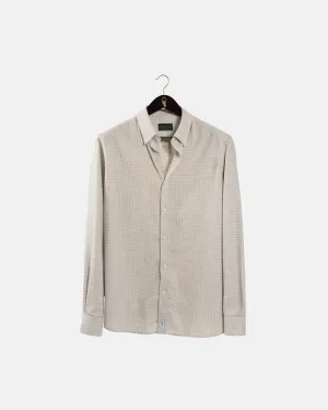 Brushed Cotton Cream Houndstooth Shirt