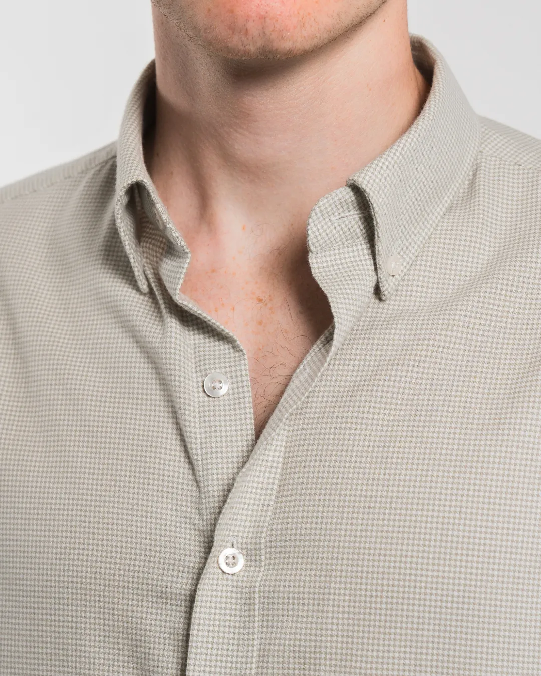 Brushed Cotton Cream Houndstooth Shirt