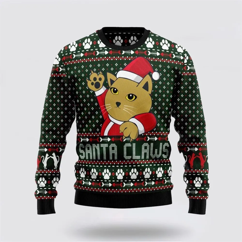 Cat Santa Claws Christmas Ugly Christmas Sweater For Men And Women, Best Gift For Christmas, Christmas Fashion Winter