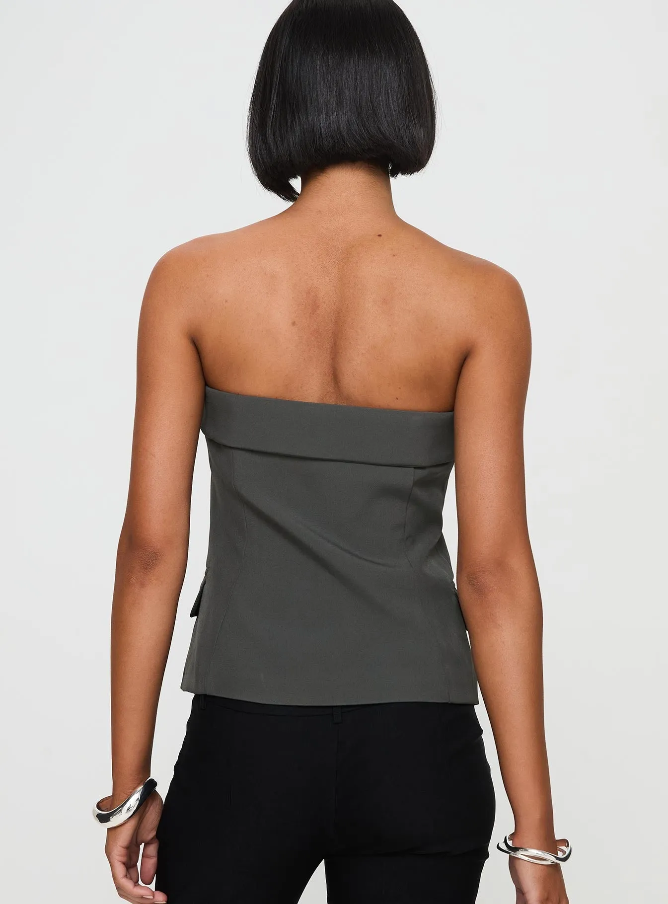 Change It Up Strapless Top Grey