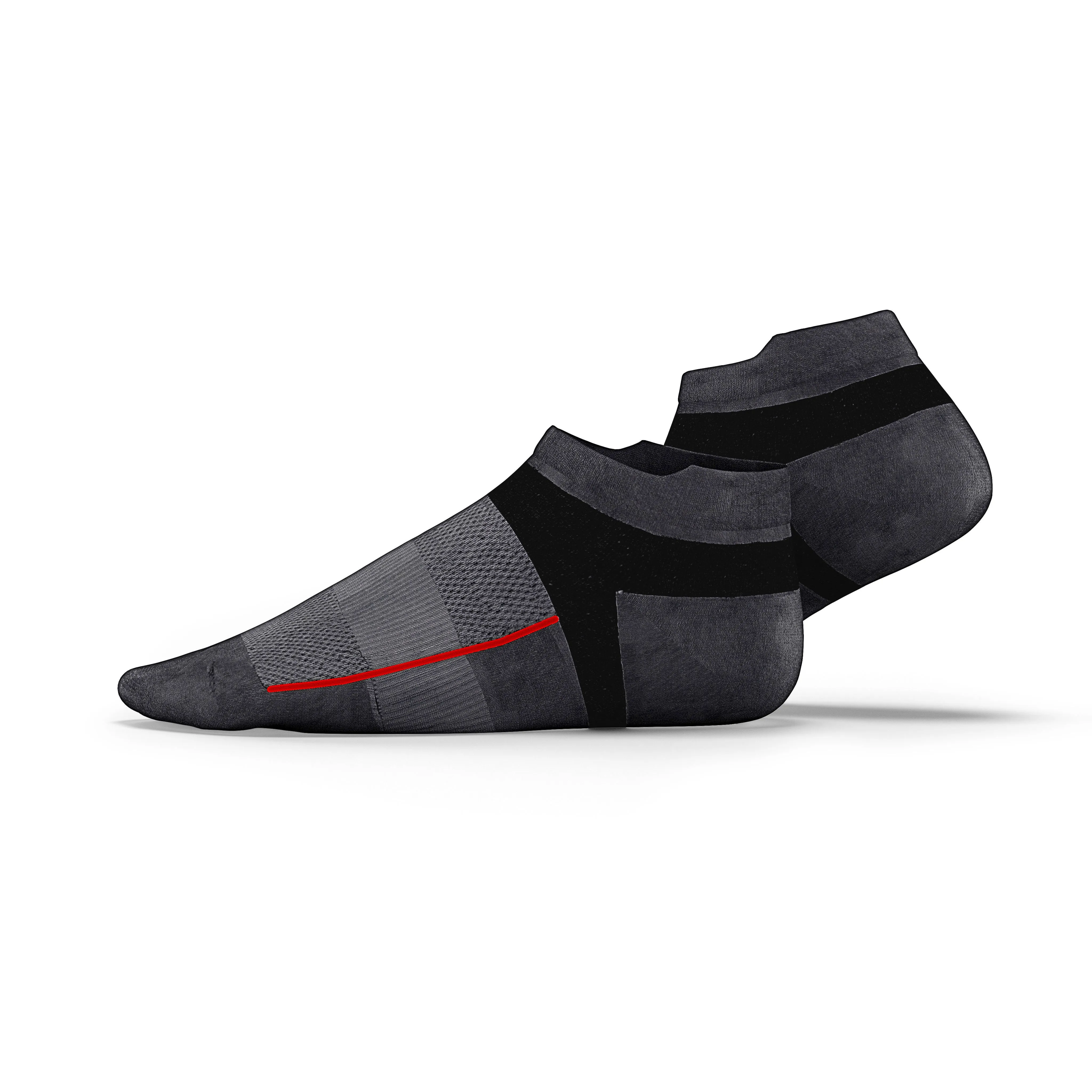 Charcoal Grey No Show Tab Cushioned Performance Socks - Unisex