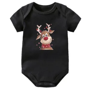 Christmas Reindeer Black Baby Romper