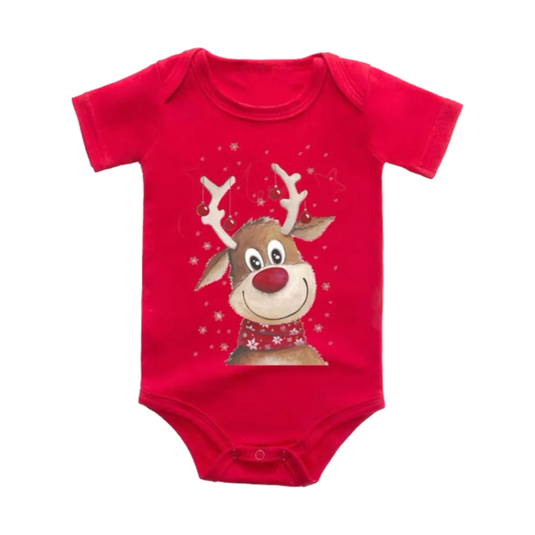 Christmas Reindeer Red Baby Romper