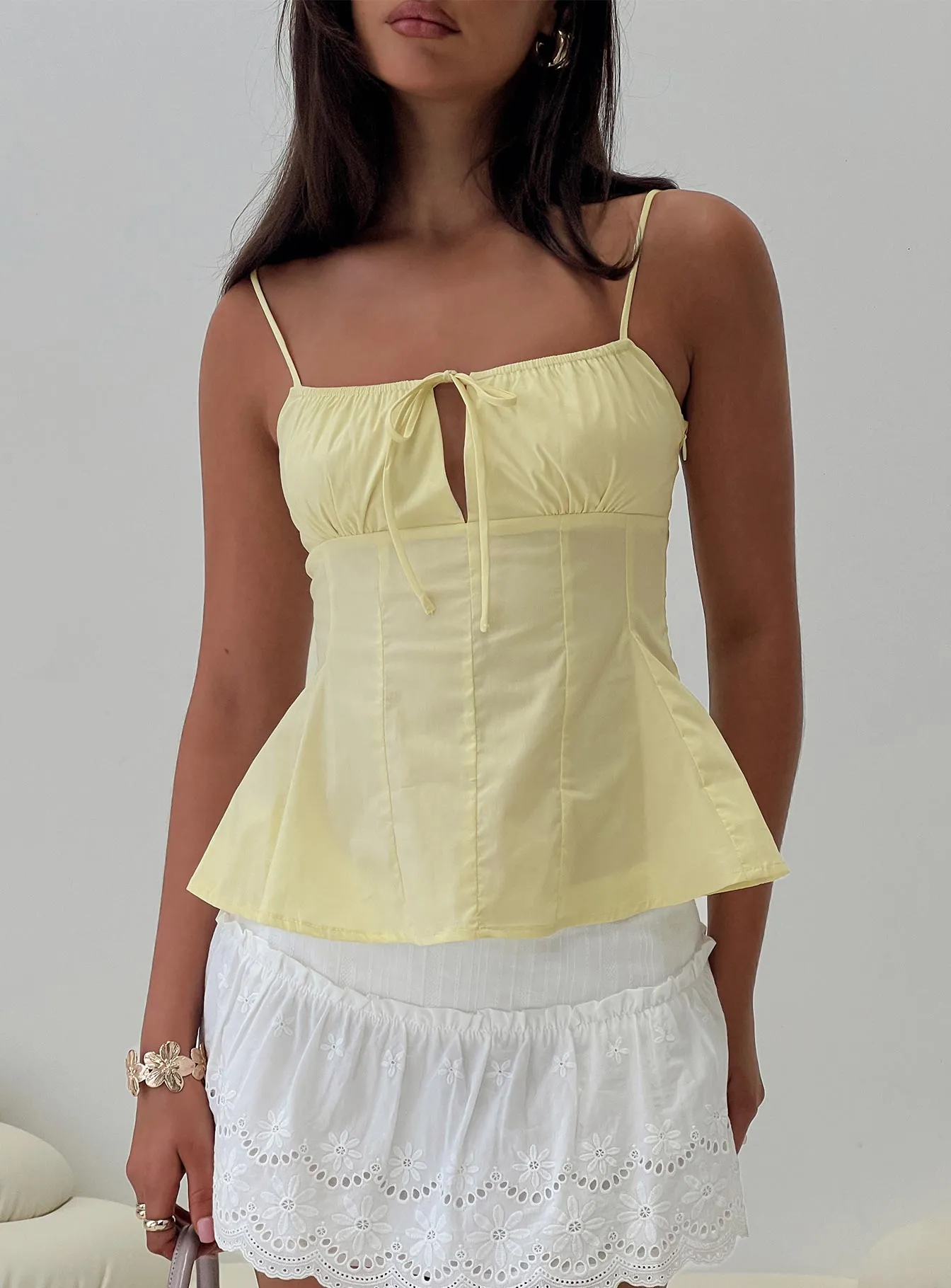 Claramae Tie Detail Top Lemon