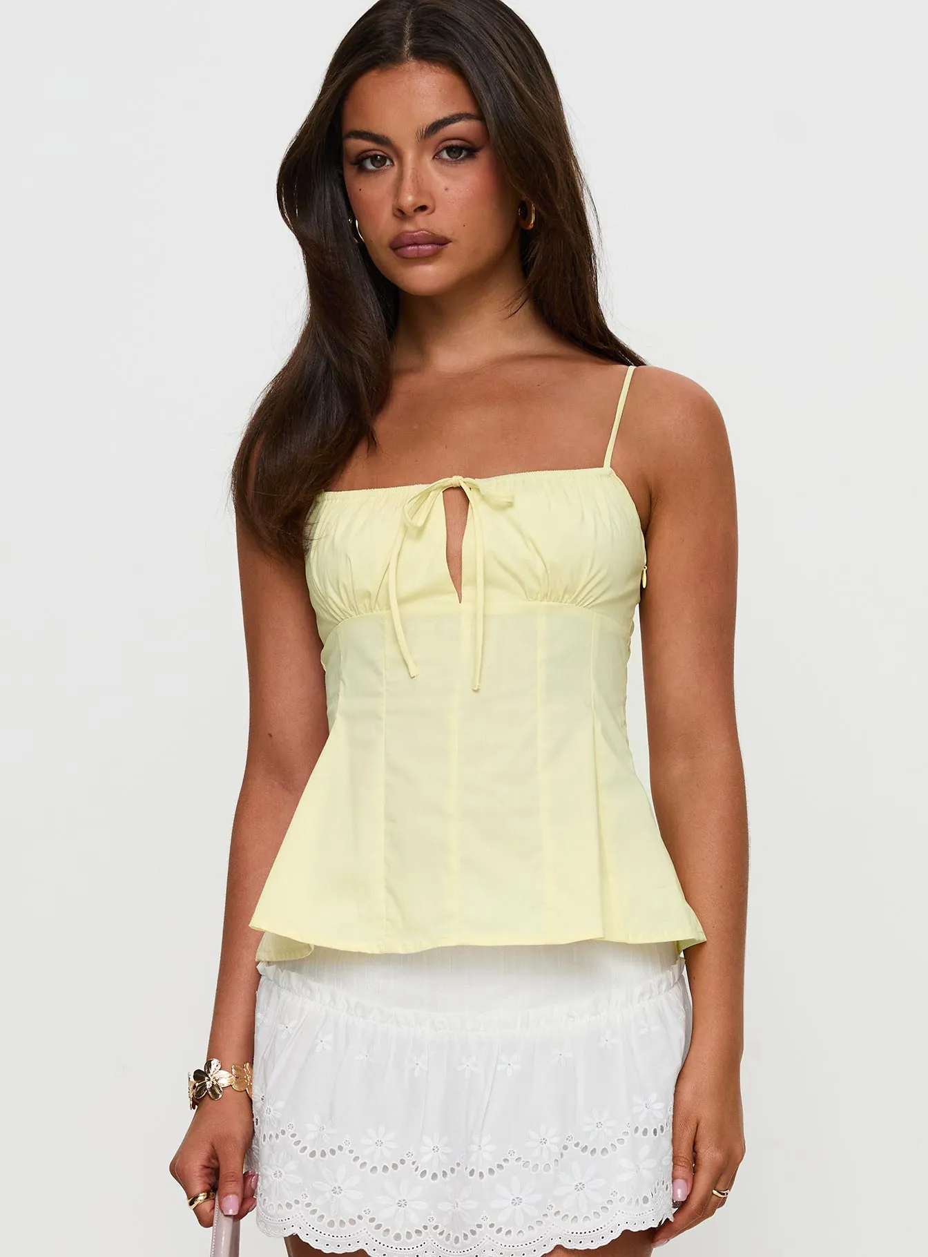 Claramae Tie Detail Top Lemon