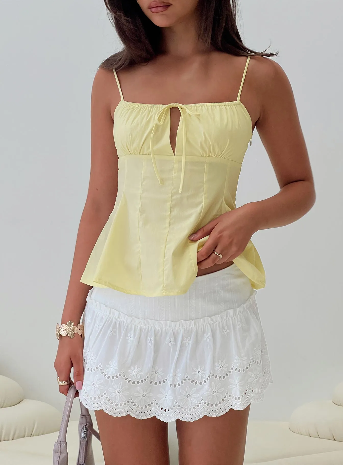 Claramae Tie Detail Top Lemon