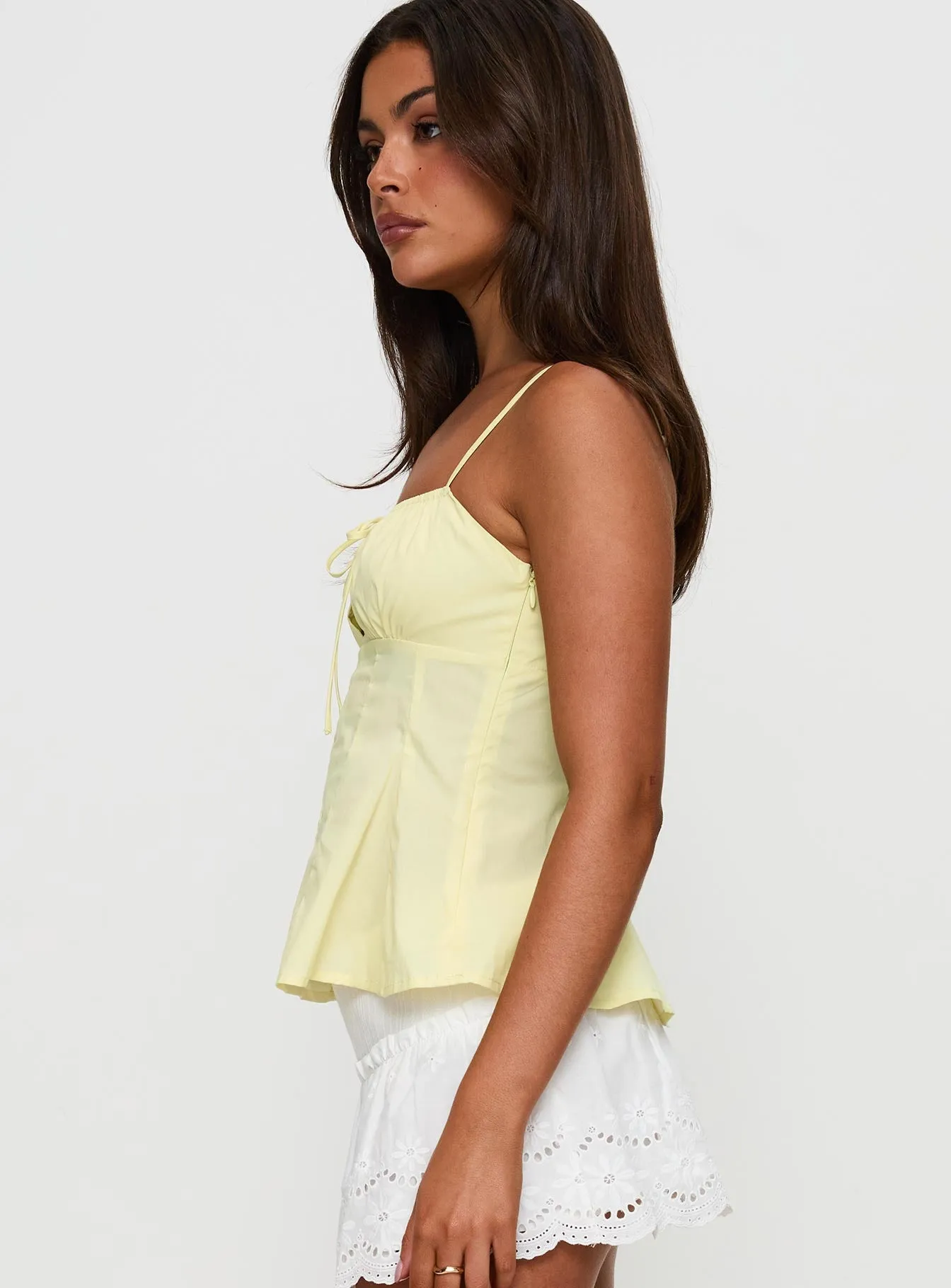 Claramae Tie Detail Top Lemon