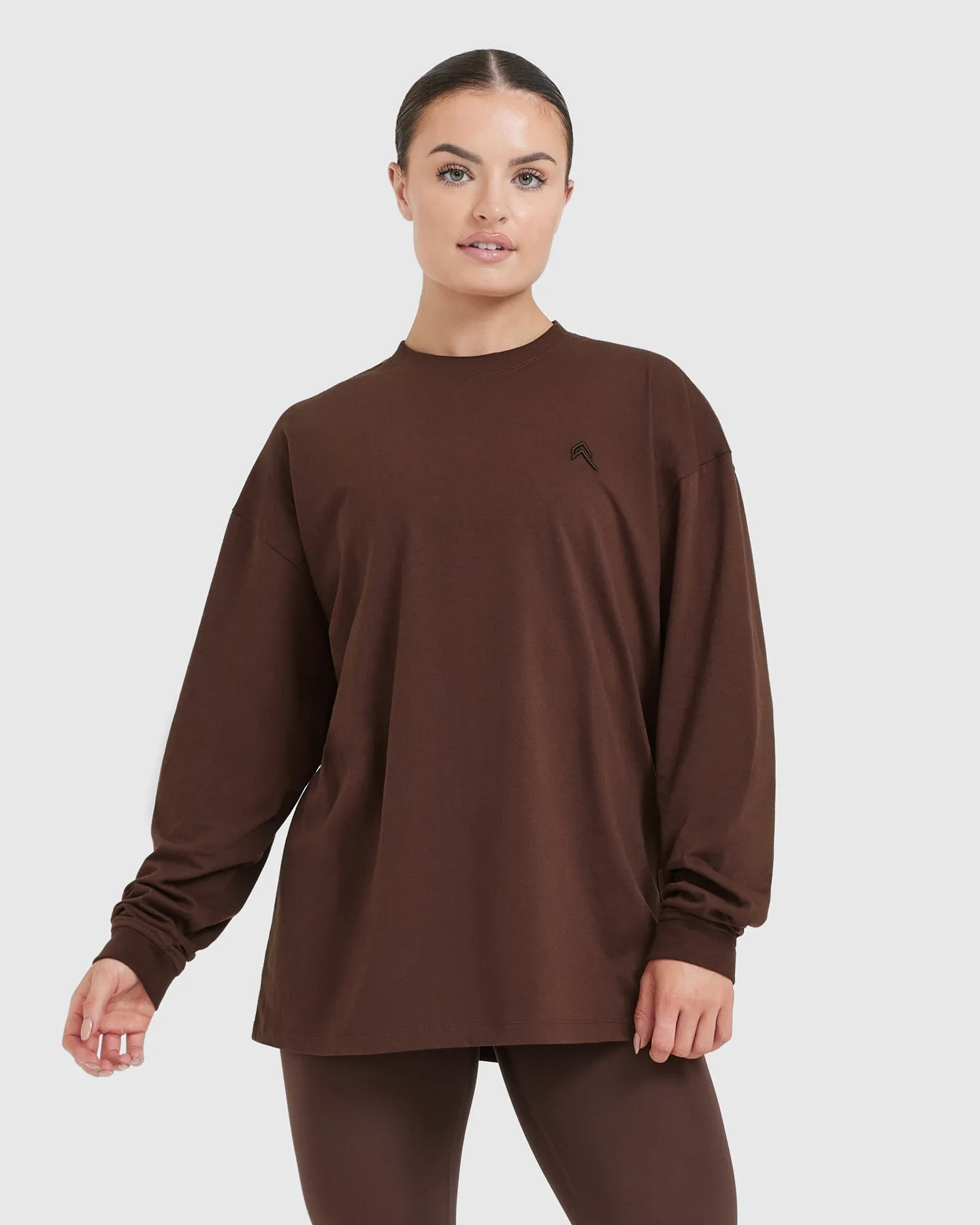 Classic Oversized Lightweight Long Sleeve Top | Espresso