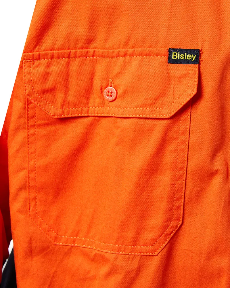 Cool Lightweight Drill Shirt LS - Orange/Navy