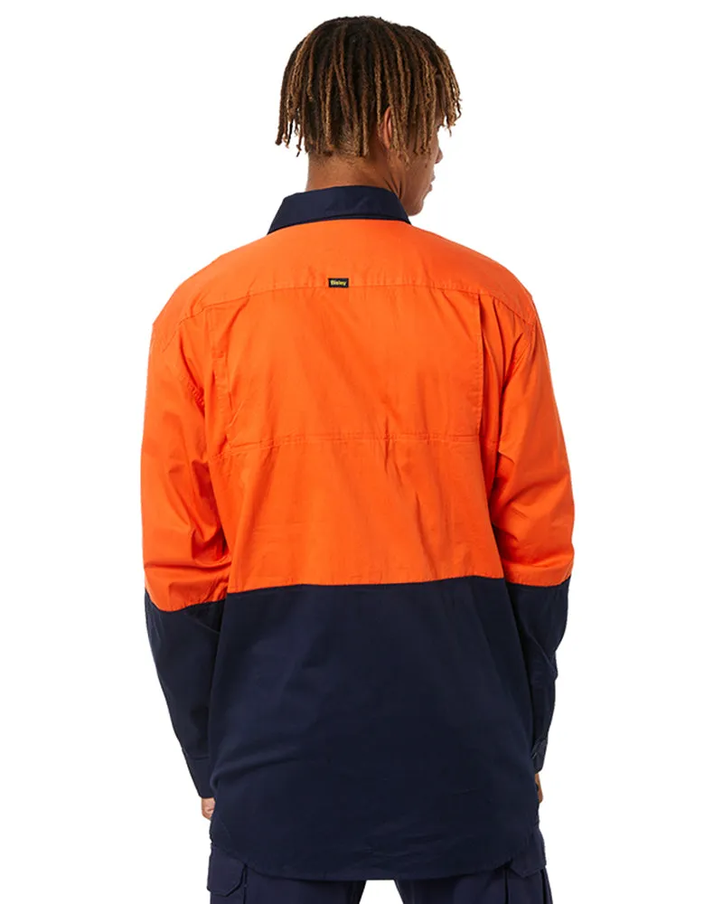 Cool Lightweight Drill Shirt LS - Orange/Navy