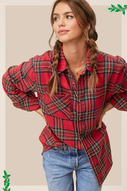 Cozy By The Fire Flannel in Red size small