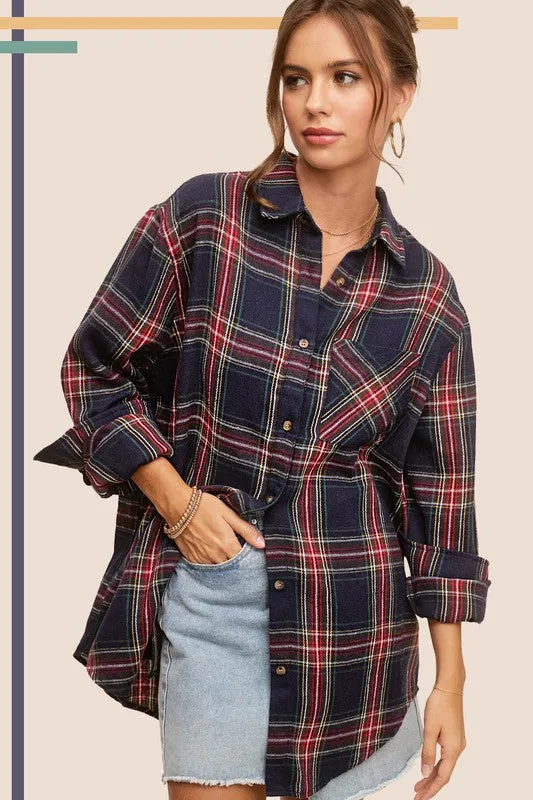 Cozy By The Fire Flannel in Red size small