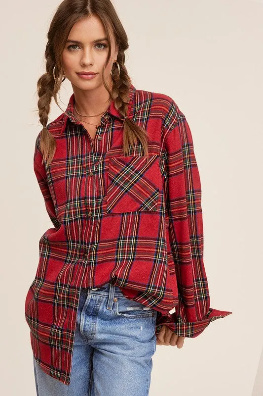 Cozy By The Fire Flannel in Red size small