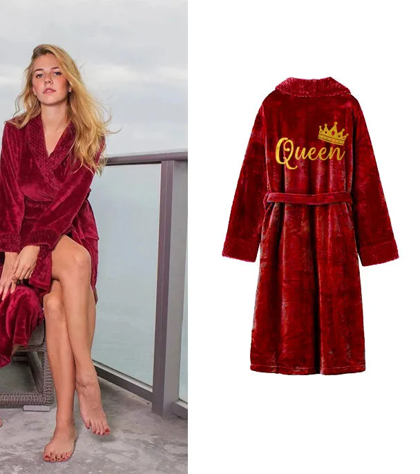 Custom Couple Bathrobe Personalized Wedding Bathrobe Flannel Anniversary King Queen Robes Honeymoon Mr Gift Bride And Groom Gift