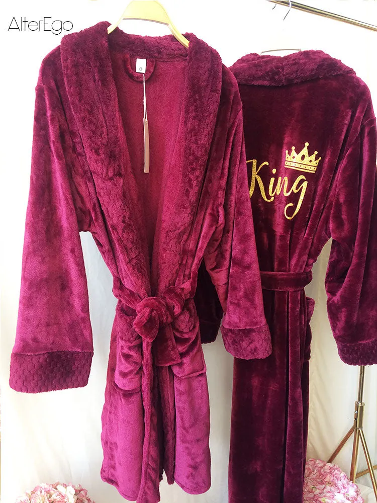 Custom Couple Bathrobe Personalized Wedding Bathrobe Flannel Anniversary King Queen Robes Honeymoon Mr Gift Bride And Groom Gift