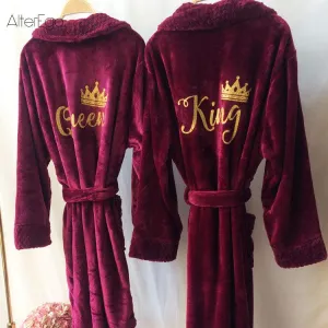 Custom Couple Bathrobe Personalized Wedding Bathrobe Flannel Anniversary King Queen Robes Honeymoon Mr Gift Bride And Groom Gift