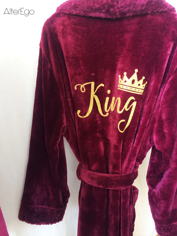 Custom Couple Bathrobe Personalized Wedding Bathrobe Flannel Anniversary King Queen Robes Honeymoon Mr Gift Bride And Groom Gift