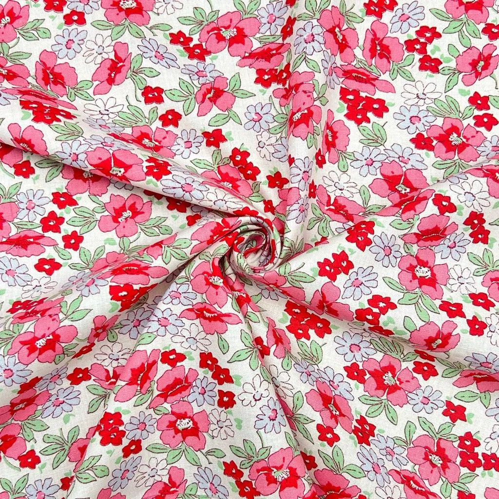 Drawn Meadows Cotton Linen Fabric