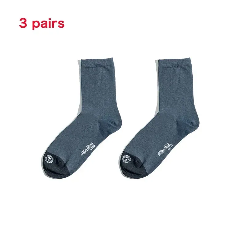 Embroidery Anchor Men's Socks - Black Business Men Soft Breathable Casual Hosiery